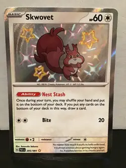 Skwovet 205/091 Shiny Holo Rare Pokemon Paldean Fates - Image 1