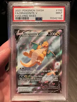 PSA 9 Mint Dragonite V 192/203 Evolving Skies Alt Art Card 2021 Pokemon SWSH - Image 1