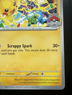 Pokemon Pikachu SVP 225 Black Star Promo World Championship 2025 Stamp (NM) - Image 5