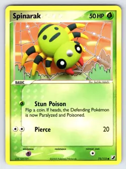 Spinarak 75/115 2005 EX Unseen Forces Pokemon Card TCG Nintendo Common - Nm/Vlp - Image 1