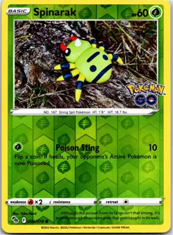 Spinarak Reverse Holo Common Pokemon GO 006/078 NM - Image 1
