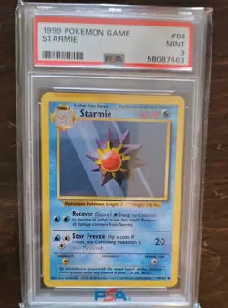Pokemon Game Base PSA 9 Starmie #64 WOTC UNLIMITED MINT - Image 1