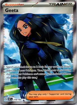 Geeta 218/197 Ultra Rare Obsidian Flames Pokemon Holo Near Mint - Image 1