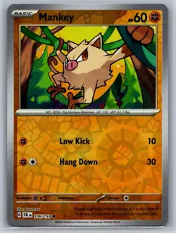 Mankey 106/193 Common Paldea Evolved Pokemon Reverse Holo Near Mint - Image 1