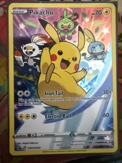 Pokemon TCG Pikachu Sword & Shield Swsh020 Holo Promo - Image 1