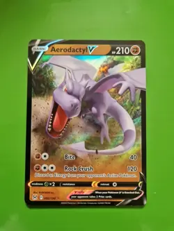 Pokemon TCG Aerodactyl v Lost Origin Holo Ultra Rare Card 092/196 - Image 1