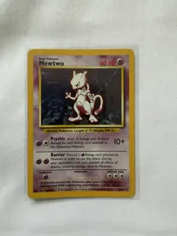 Pokemon Mewtwo TCG Base Set Holo Unlimited Rare Card 10/102 - Image 1