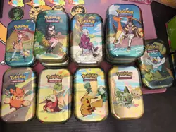 Pokemon TCG Mini Tin Lot x13 (Empty with stickers only) - Image 1