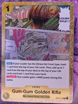 Gum-Gum Golden Rifle OP15-116 Rare Adventure on Kami's Island One Piece Foil NM - Image 1