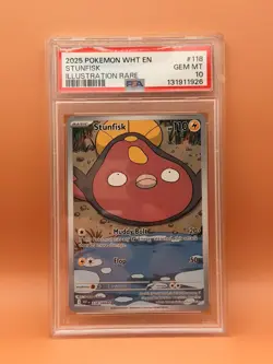 2025 POKEMON WHT EN-WHITE FLARE ILLUSTRATION RARE #118 STUNFISK PSA 10 POP 39 🐡 - Image 1