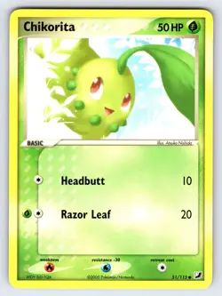 Chikorita 51/115 2005 EX Unseen Forces Pokemon Card TCG Nintendo Common - Nm/Vlp - Image 1