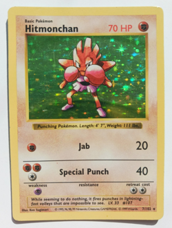 Hitmonchan Pokemon Card Shadowless Holo 7/102 Base Set Rare Vintage 1999 MP - Image 1