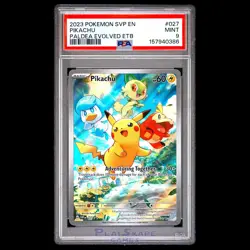 Pokemon Card PSA 9 Pikachu SVP 027 Paldea Evolved Elite Trainer Box Promo 2023 - Image 1