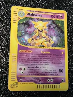 Pokemon Card Alakazam 1/165 Expedition Base Set Holo Rare Vintage MP 2002 - Image 3