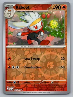 RABOOT 27/142 COMMON STELLAR CROWN POKEMON REVERSE HOLO NM - Image 1