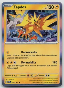 Zapdos 065/167 Holo Rare - Maskerade im Zwielicht - DE - NM - Pokemon TCG - Image 1