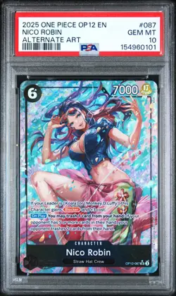 2025 One Piece OP12 EN Nico Robin Alternate Art #087 PSA 10 GEM MINT - Image 1