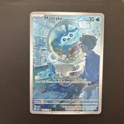 Pokemon TCG Paradox Rift Mantyke Full Art Holo Card Illustration Rare 189/182 - Image 1