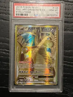 2016 DRAGONITE EX FULL ART XY EVOLUTIONS POKEMON TCG PSA 10 GEM MINT #106 - Image 1