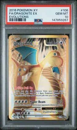 2016 Pokemon XY Evolutions Dragonite EX Full Art #106 PSA 10 GEM MINT - Image 1