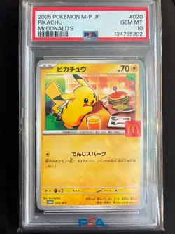 PSA 10 Pikachu 020/M-P M-P Promotional Cards Japanese PROMO McDONALD'S 2025 - Image 3