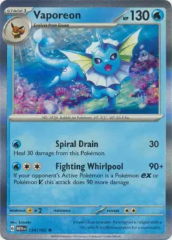 Pokemon TCG Scarlet & Violet 151 - Vapoeron 134/165 (Holo) - Image 1