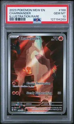 2023 POKEMON MEW EN-151 ILLUSTRATION RARE #168 CHARMANDER PSA 10 - Image 1