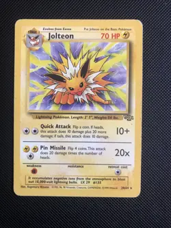 Pokemon TCG Jolteon 20/64 Jungle Non Holo Card Rare WOTC 1999 MP - Image 1