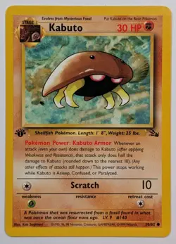 Pokemon - Kabuto - 1st Edition - Fossil #50/62 - WOTC 1999 - LP/NM - Image 1