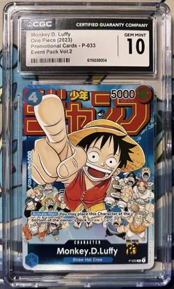 CGC 10 GEM MINT One Piece Monkey D Luffy Event Pack Vol 2 Promo P-033 English - Image 1