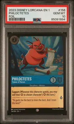 Disney Lorcana Philoctetes Trainer Of Heroes Error/Errata 156/204 FOIL PSA 10💎 - Image 1