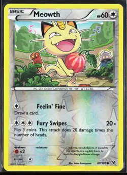 Meowth 67/108 - Pokemon Roaring Skies - Reverse Holo Common - NM - Image 1
