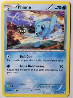 Phione 36/113 LP - RARE Non Holo Legendary Treasures Pokemon Card Kawayoo Art - Image 1