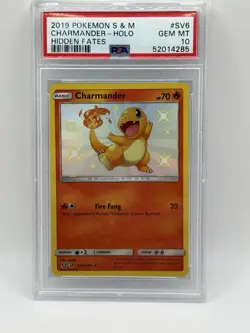 2019 POKEMON SUN & MOON HIDDEN FATES #SV6 CHARMANDER-HOLO HIDDEN FATES PSA 10 - Image 1