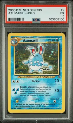 2000 POKEMON NEO GENESIS #2 AZUMARILL-HOLO PSA 5 - Image 1