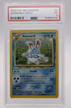2000 POKEMON NEO GENESIS #2 AZUMARILL-HOLO PSA 5 - Image 3