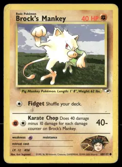 Brock's Mankey 68/132 Common Gym Heroes Pokemon Unlimited Damaged - Image 1