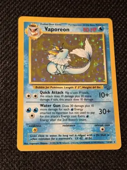 Pokemon Vaporeon 12/64 Jungle Holo Rare Unlimited LP - Image 1
