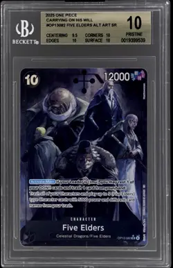 FIVE ELDERS 2025 ONE PIECE HIS WILL SUPER RARE ALT ART #OP13-082 BGS 10 Pristine - Image 1