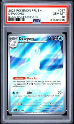 2025 POKEMON PFL EN-PHANTASMAL FLAMES ILLUSTRATION RARE #097 DEWGONG PSA 10 - Image 1