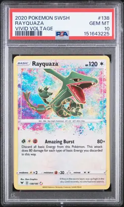 2020 Pokemon Sword & Shield Vivid Voltage Rayquaza #138 Vivid Voltage PSA 10 - Image 1