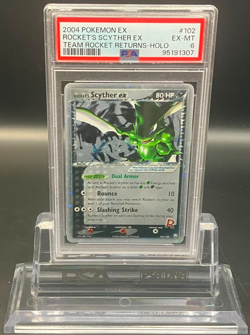 2004 POKEMON EX #102/109 ROCKET'S SCYTHER EX TEAM ROCKET RETURNS HOLO PSA 6 - Image 3