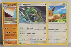 McDonald's 2024 Promo 3X Card Lot Rayquaza Eevee & Quagsire Pokemon TCG Cards NM - Image 1