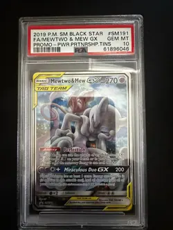Mewtwo & Mew GX SM Black Star Promo SM191 2019 PSA 10 TAG TEAM GX Holo - Image 1