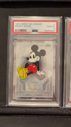 2023 TOPPS CHROME DISNEY100 #1 MICKEY MOUSE PSA 10 + PSA 9 - Image 2