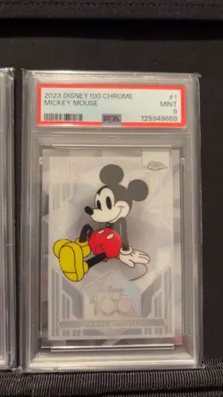 2023 TOPPS CHROME DISNEY100 #1 MICKEY MOUSE PSA 10 + PSA 9 - Image 4
