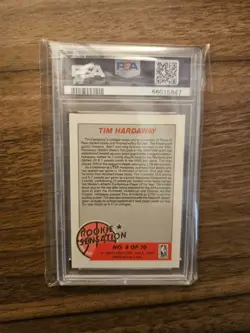 1990-91 FLEER ROOKIE SENSATIONS #8 TIM HARDAWAY RC GS WARRIORS HOF PSA 9 Mint - Image 2