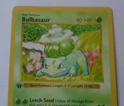 Pokemon Bulbasaur, 44/102, 40 HP, 1st. Edition, Unplayed, Shadowless - Image 2
