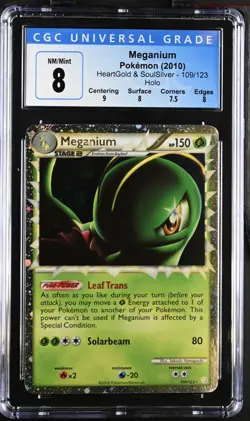 2010 Pokemon HeartGold SoulSilver Meganium Prime #109 Holo Rare CGC 8 NM/MINT - Image 1