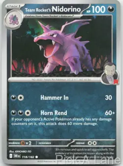 Team Rocket's Nidorino 118/182 Common Destined Rivals Pokemon Near Mint - Image 1